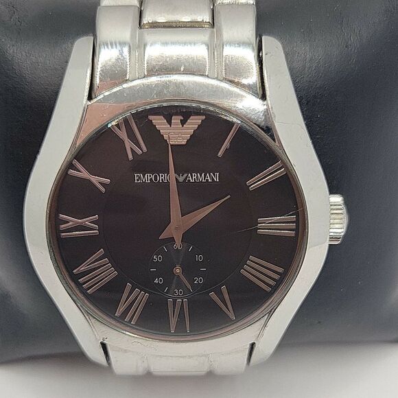 Emporio Armani AR0680 Mens Silver Stainless Steel Analog Dial Quartz Watch BC521